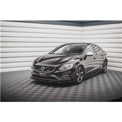 Maxton - Lame Du Pare-Chocs Avant V.1 Volvo S60 R-Design Mk2 Facelift Noir Brillant