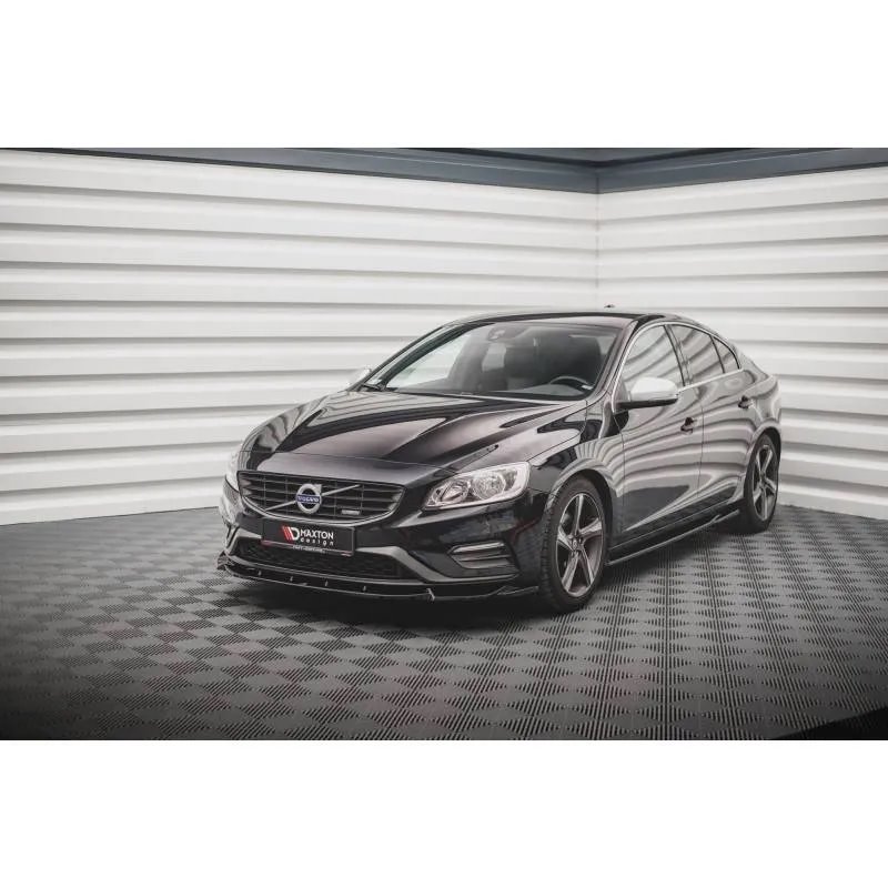 Maxton - Lame Du Pare-Chocs Avant V.1 Volvo S60 R-Design Mk2 Facelift Noir Brillant