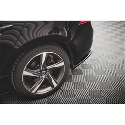 Maxton - Lames De Pare-Chocs Arrière Latérales Volvo S60 R-Design Mk2 Facelift Noir Brillant