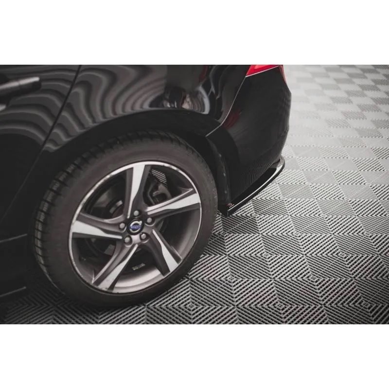 Maxton - Lames De Pare-Chocs Arrière Latérales Volvo S60 R-Design Mk2 Facelift Noir Brillant