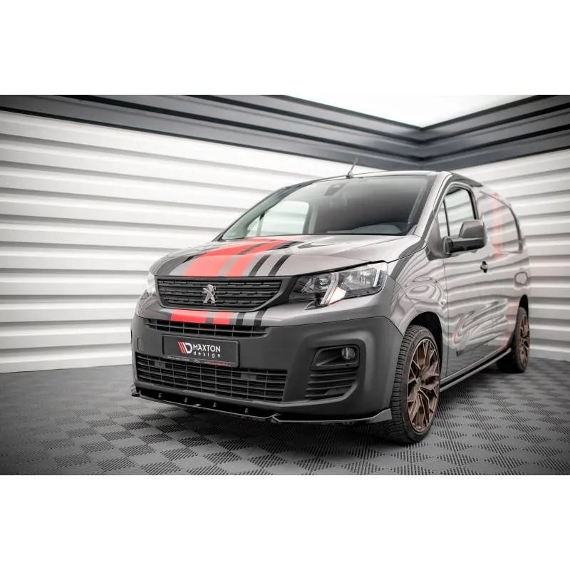 Maxton - Lame Du Pare-Chocs Avant Peugeot Partner Mk3 Noir Brillant