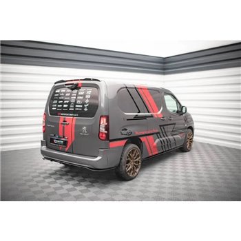 Maxton - Arriere Splitter (avec une barre verticale) Peugeot Partner Long Mk3 Noir Brillant