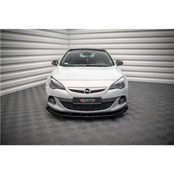 Maxton - Street Pro Lame Du Pare-Chocs Avant V.1 Opel Astra GTC OPC-Line J Noir-Rouge + Rabats Brillant