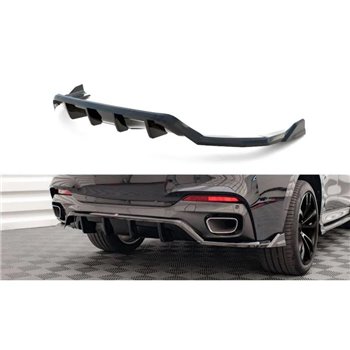 Maxton - Arriere Splitter (avec une barre verticale) BMW X6 M-Pack F16 Noir Brillant