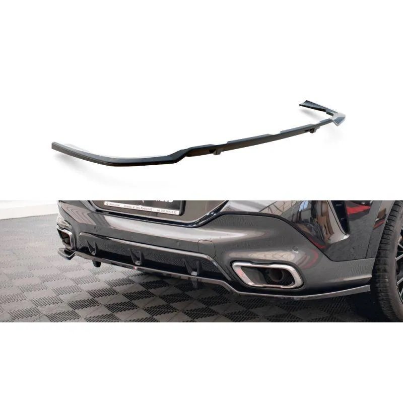 Maxton - Arriere Splitter (avec une barre verticale) V.3 BMW X6 M-Pack G06 Noir Brillant