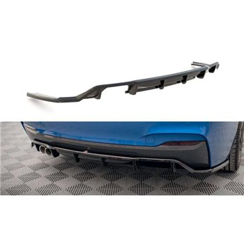 Maxton - Arriere Splitter (avec une barre verticale) BMW 2 M-Pack F22 Noir Brillant