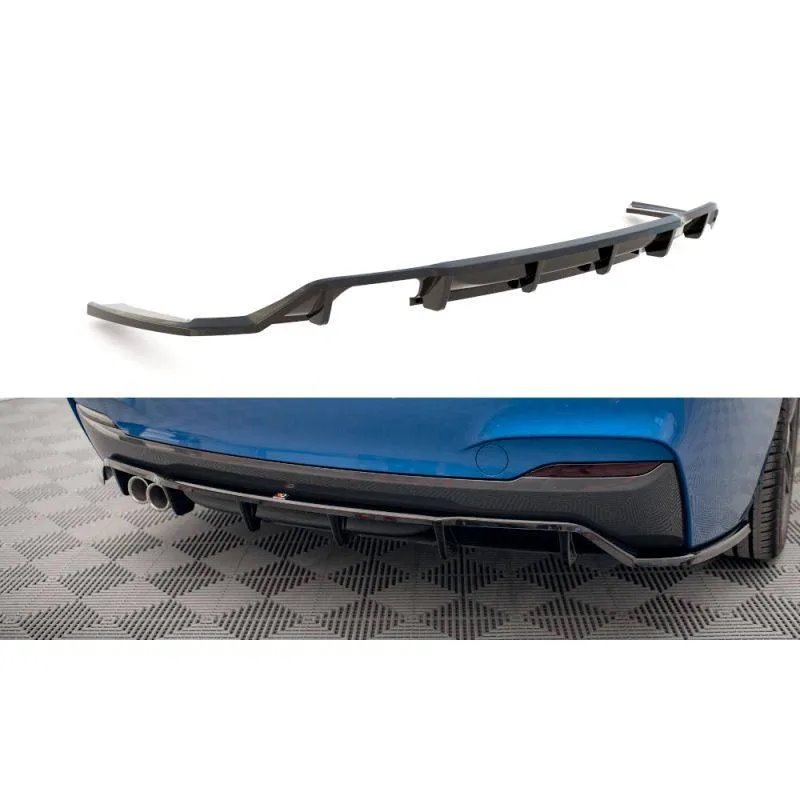 Maxton - Arriere Splitter (avec une barre verticale) BMW 2 M-Pack F22 Noir Brillant