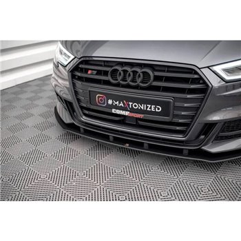 Maxton - Street Pro Lame Du Pare-Chocs Avant Audi S3 / A3 S-Line Sportback 8V Facelift Noir-Rouge
