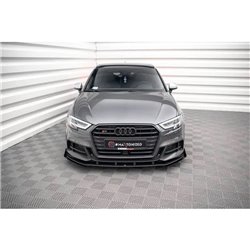 Maxton - Street Pro Lame Du Pare-Chocs Avant V.1 Audi S3 / A3 S-Line Sportback 8V Facelift Noir-Rouge + Rabats Brillant