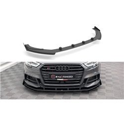 Maxton - Street Pro Lame Du Pare-Chocs Avant V.1 Audi S3 / A3 S-Line Sportback 8V Facelift Noir + Rabats Brillant