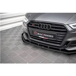 Maxton - Street Pro Lame Du Pare-Chocs Avant V.1 Audi S3 / A3 S-Line Sportback 8V Facelift Noir + Rabats Brillant 