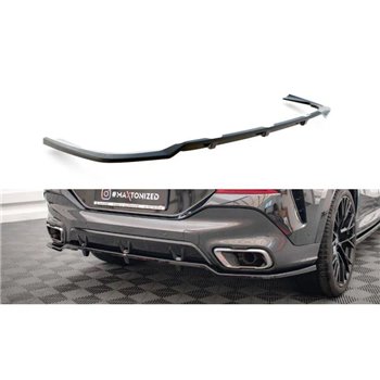 Maxton - Arriere Splitter (avec une barre verticale) V.2 BMW X6 M-Pack G06 Noir Brillant