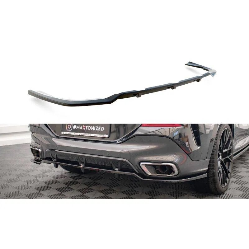 Maxton - Arriere Splitter (avec une barre verticale) V.2 BMW X6 M-Pack G06 Noir Brillant