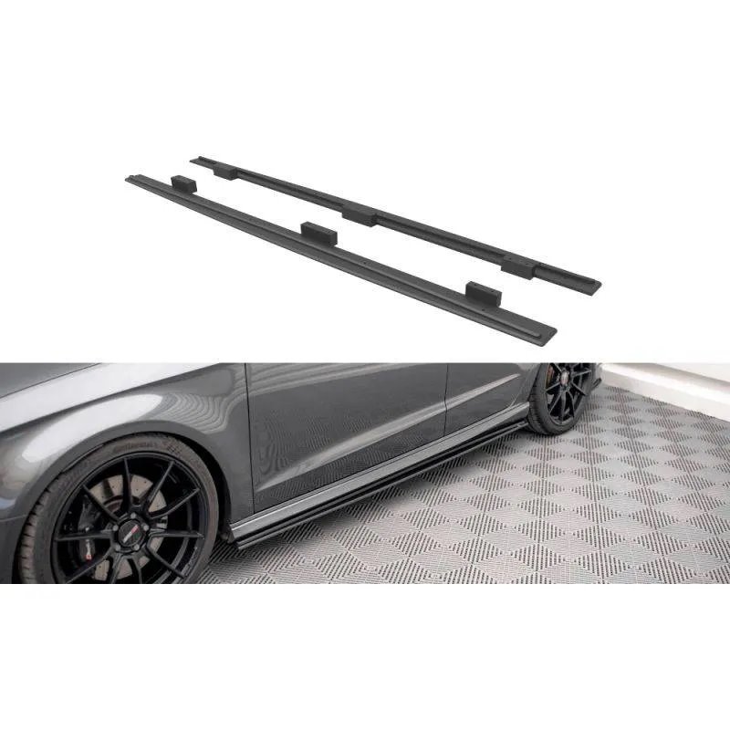 Maxton - Street Pro Rajouts Des Bas De Caisse Audi S3 / A3 S-Line Sportback 8V Facelift Noir