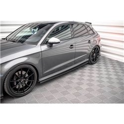 Maxton - Street Pro Rajouts Des Bas De Caisse Audi S3 / A3 S-Line Sportback 8V Facelift Noir-Rouge