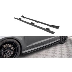 Maxton - Street Pro Rajouts Des Bas De Caisse Audi S3 / A3 S-Line Sportback 8V Facelift Noir + Rabats Brillant