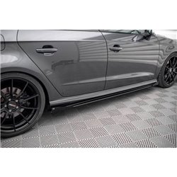 Maxton - Street Pro Rajouts Des Bas De Caisse Audi S3 / A3 S-Line Sportback 8V Facelift Noir + Rabats Brillant 