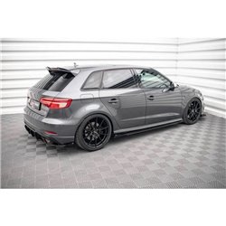 Maxton - Street Pro Rajouts Des Bas De Caisse Audi S3 / A3 S-Line Sportback 8V Facelift Noir + Rabats Brillant 