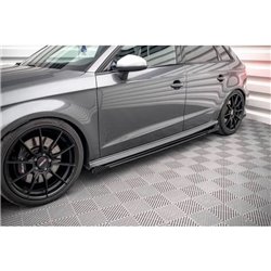 Maxton - Street Pro Rajouts Des Bas De Caisse Audi S3 / A3 S-Line Sportback 8V Facelift Noir + Rabats Brillant 