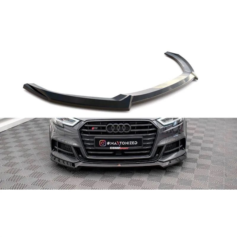 Maxton - Lame Du Pare-Chocs Avant V.3 Audi S3 / A3 S-Line Sportback 8V Facelift Noir Brillant