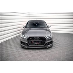 Maxton - Lame Du Pare-Chocs Avant V.3 Audi S3 / A3 S-Line Sportback 8V Facelift Noir Brillant