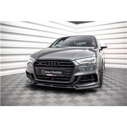Maxton - Lame Du Pare-Chocs Avant V.3 Audi S3 / A3 S-Line Sportback 8V Facelift Noir Brillant