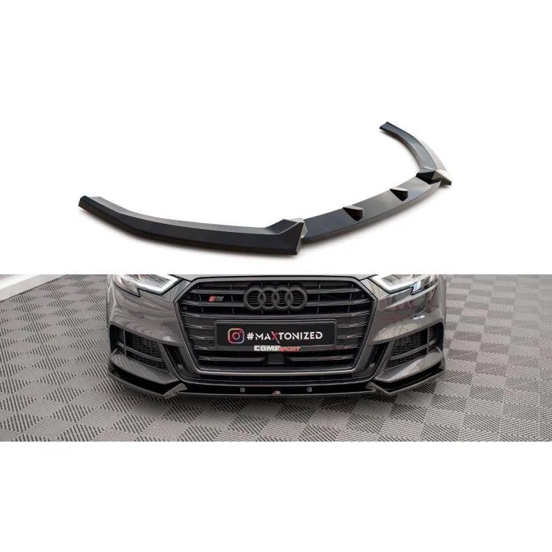 Maxton - Lame Du Pare-Chocs Avant V.1 Audi S3 / A3 S-Line Sportback 8V Facelift Noir Brillant