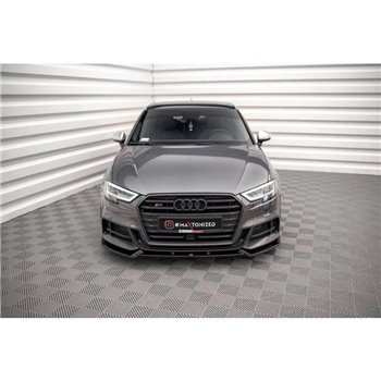 Maxton - Lame Du Pare-Chocs Avant V.1 Audi S3 / A3 S-Line Sportback 8V Facelift Noir Brillant