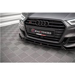 Maxton - Lame Du Pare-Chocs Avant V.1 Audi S3 / A3 S-Line Sportback 8V Facelift Noir Brillant