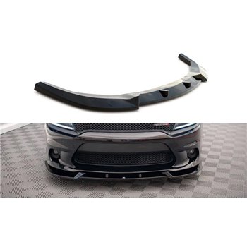 Maxton - Lame Du Pare-Chocs Avant V.2 Dodge Charger SRT Mk7 Facelift Noir Brillant