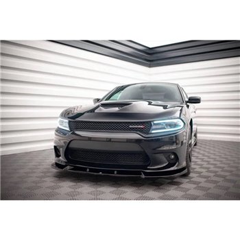 Maxton - Lame Du Pare-Chocs Avant V.2 Dodge Charger SRT Mk7 Facelift Noir Brillant