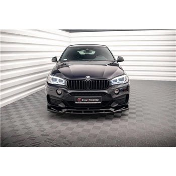 Maxton - Lame Du Pare-Chocs Avant V.3 BMW X6 M-Pack F16 Noir Brillant