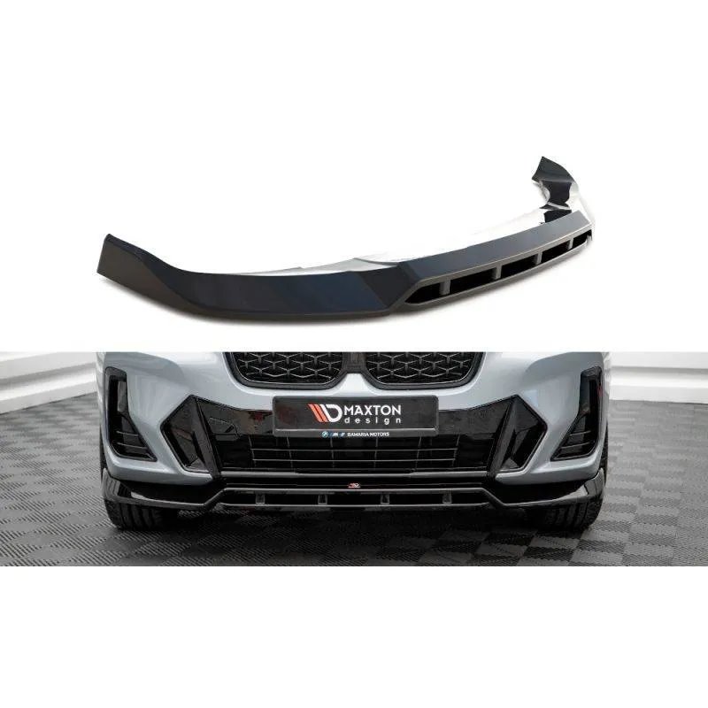 Maxton - Lame Du Pare-Chocs Avant V.1 BMW X4 M-Pack G02 Facelift Noir Brillant
