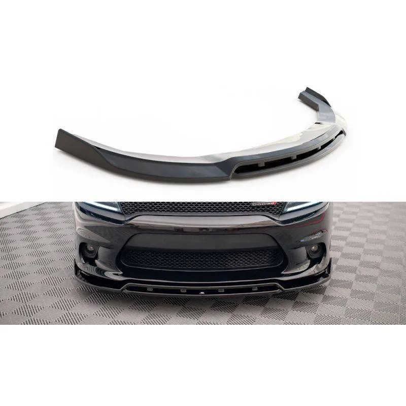 Maxton - Lame Du Pare-Chocs Avant V.1 Dodge Charger SRT Mk7 Facelift Noir Brillant