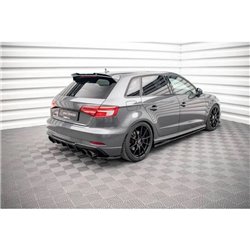 Maxton - Lames De Pare-Chocs Arrière Latérales V.1 Audi S3 Sportback 8V Facelift Noir Brillant