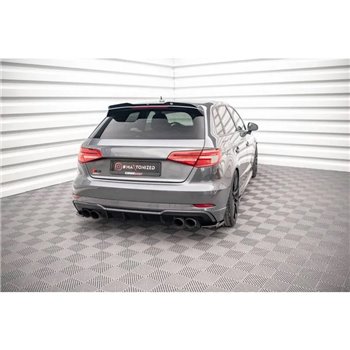 Maxton - Lames De Pare-Chocs Arrière Latérales V.1 Audi S3 Sportback 8V Facelift Noir Brillant
