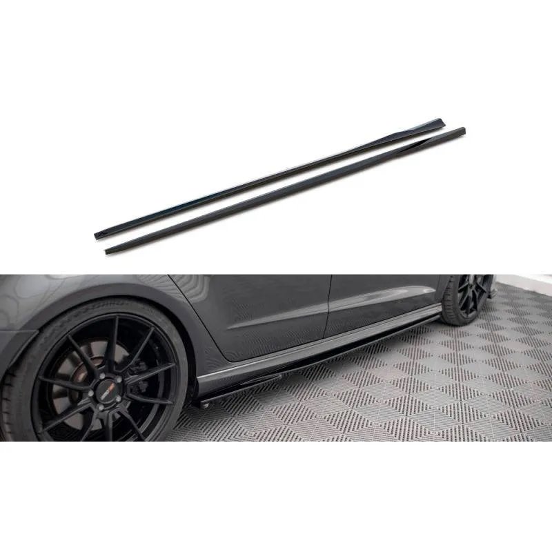 Maxton - Rajouts Des Bas De Caisse Audi S3 / A3 S-Line Sportback 8V Facelift Noir Brillant