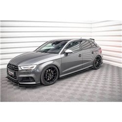 Maxton - Rajouts Des Bas De Caisse Audi S3 / A3 S-Line Sportback 8V Facelift Noir Brillant
