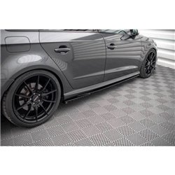 Maxton - Rajouts Des Bas De Caisse Audi S3 / A3 S-Line Sportback 8V Facelift Noir Brillant