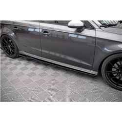 Maxton - Rajouts Des Bas De Caisse Audi S3 / A3 S-Line Sportback 8V Facelift Noir Brillant