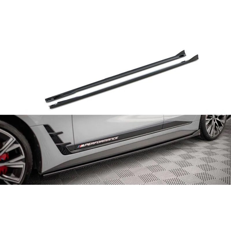Maxton - Rajouts Des Bas De Caisse V.2 BMW 4 Gran Coupe M-Pack / M440i G26 Noir Brillant