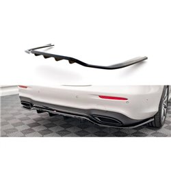 Maxton - Arriere Splitter (avec une barre verticale) Mercedes-Benz E AMG-Line Sedan W213 Facelift Noir Brillant