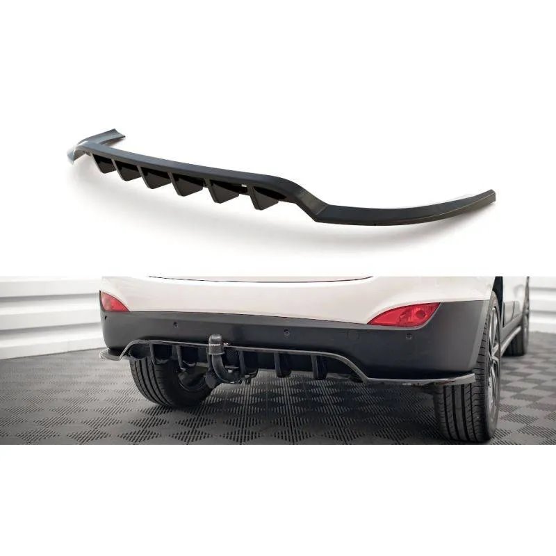 Maxton - Arriere Splitter (avec une barre verticale) Hyundai ix35 Mk1 Noir Brillant