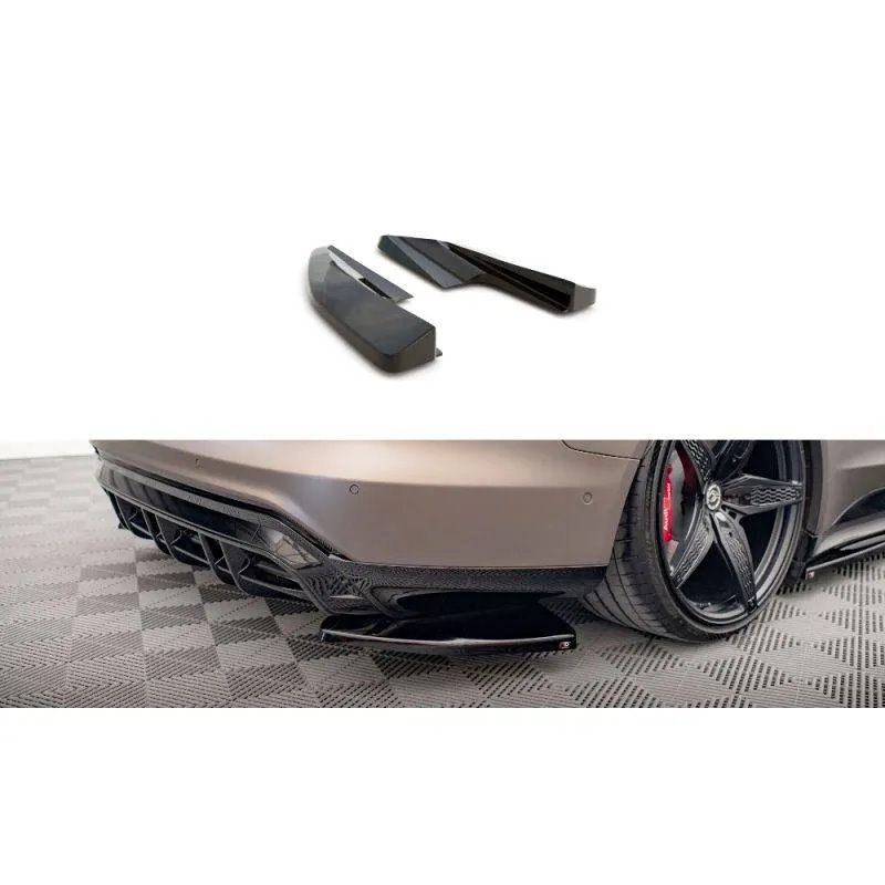 Maxton - Lames De Pare-Chocs Arrière Latérales V.1 Audi e-Tron GT / RS GT Mk1 Noir Brillant