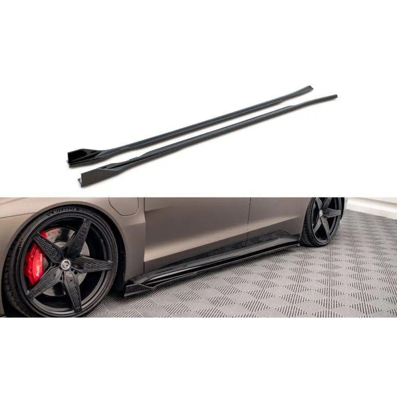 Maxton - Rajouts Des Bas De Caisse V.2 Audi e-Tron GT / RS GT Mk1 Noir Brillant