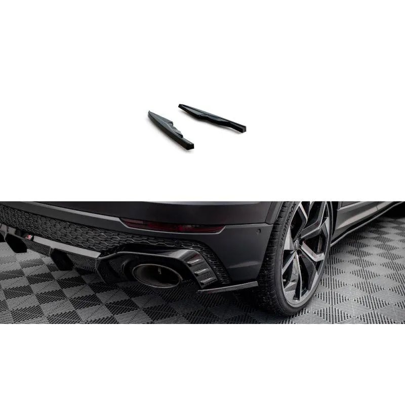 Maxton - Lames De Pare-Chocs Arrière Latérales V.2 Audi RSQ8 Mk1 Noir Brillant