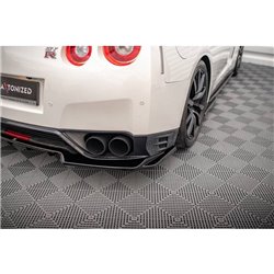 Maxton - Arriere Lame (avec une barre verticale) Nissan GTR R35 Facelift Noir Brillant