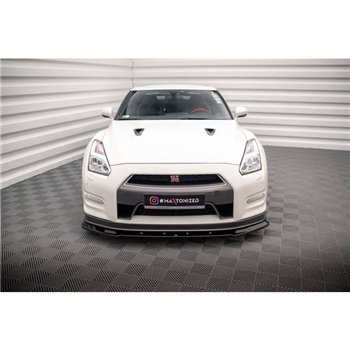 Maxton - Lame Du Pare-Chocs Avant Nissan GTR R35 Facelift Noir Brillant