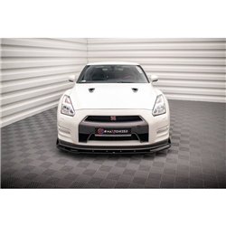 Maxton - Lame Du Pare-Chocs Avant + Ailerons Nissan GTR R35 Facelift Noir Brillant