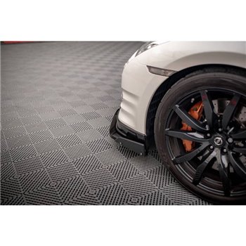 Maxton - Lame Du Pare-Chocs Avant + Ailerons Nissan GTR R35 Facelift Noir Brillant